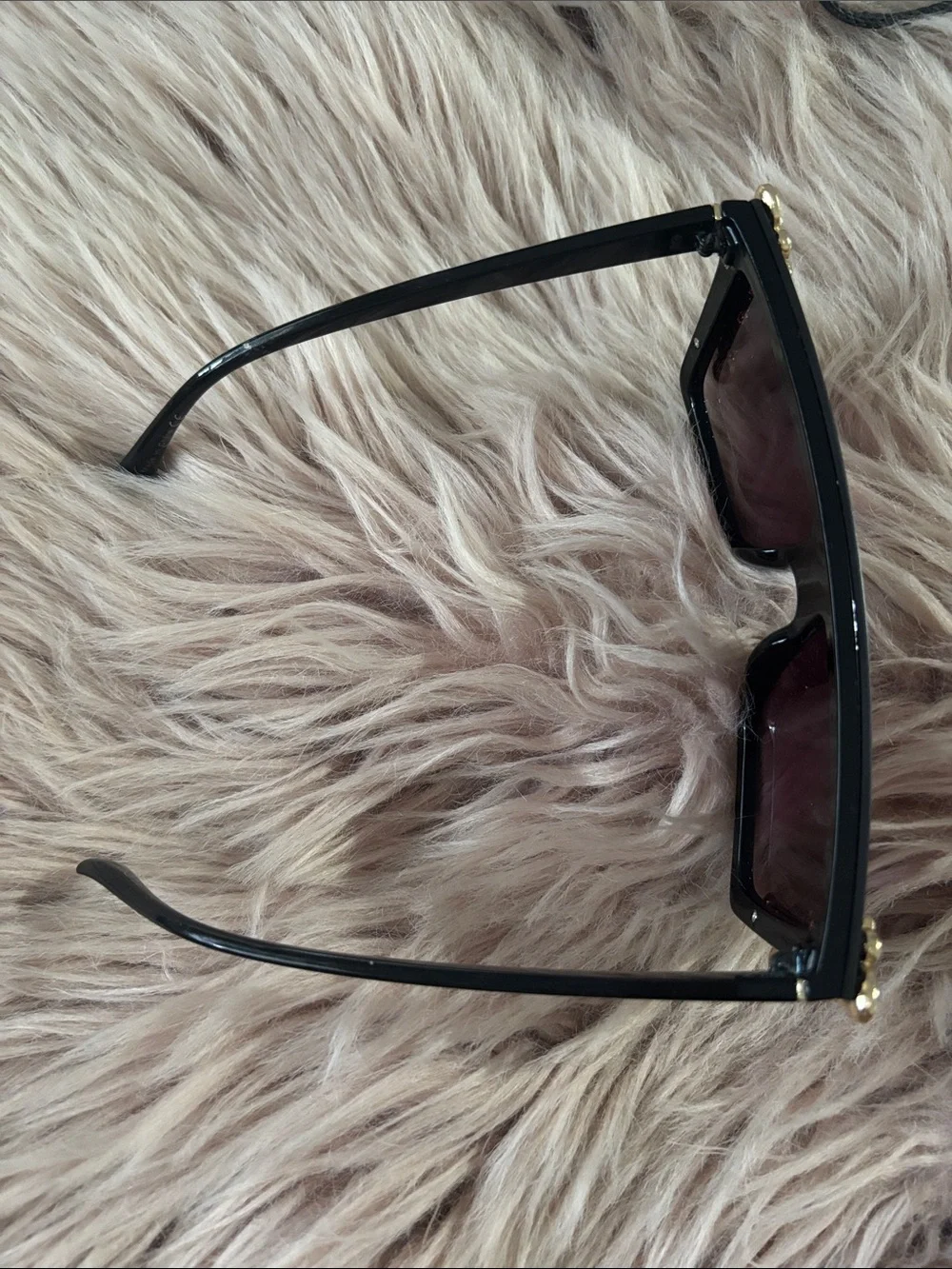 Aldo Black Shield Sunglasses with Crystal Clusters